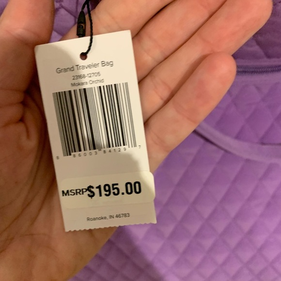 NWT vera bradley grand traveler duffel bag mokara orchid lilac lavender purple - Picture 4 of 9